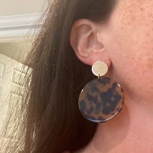 Tortoise Shell and Gold Statement Earrings